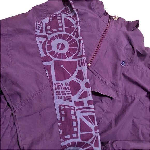 Vintage 80s Nike purple Aztec windbreaker pullover poncho jacket men’s women’s L - Picture 5 of 8